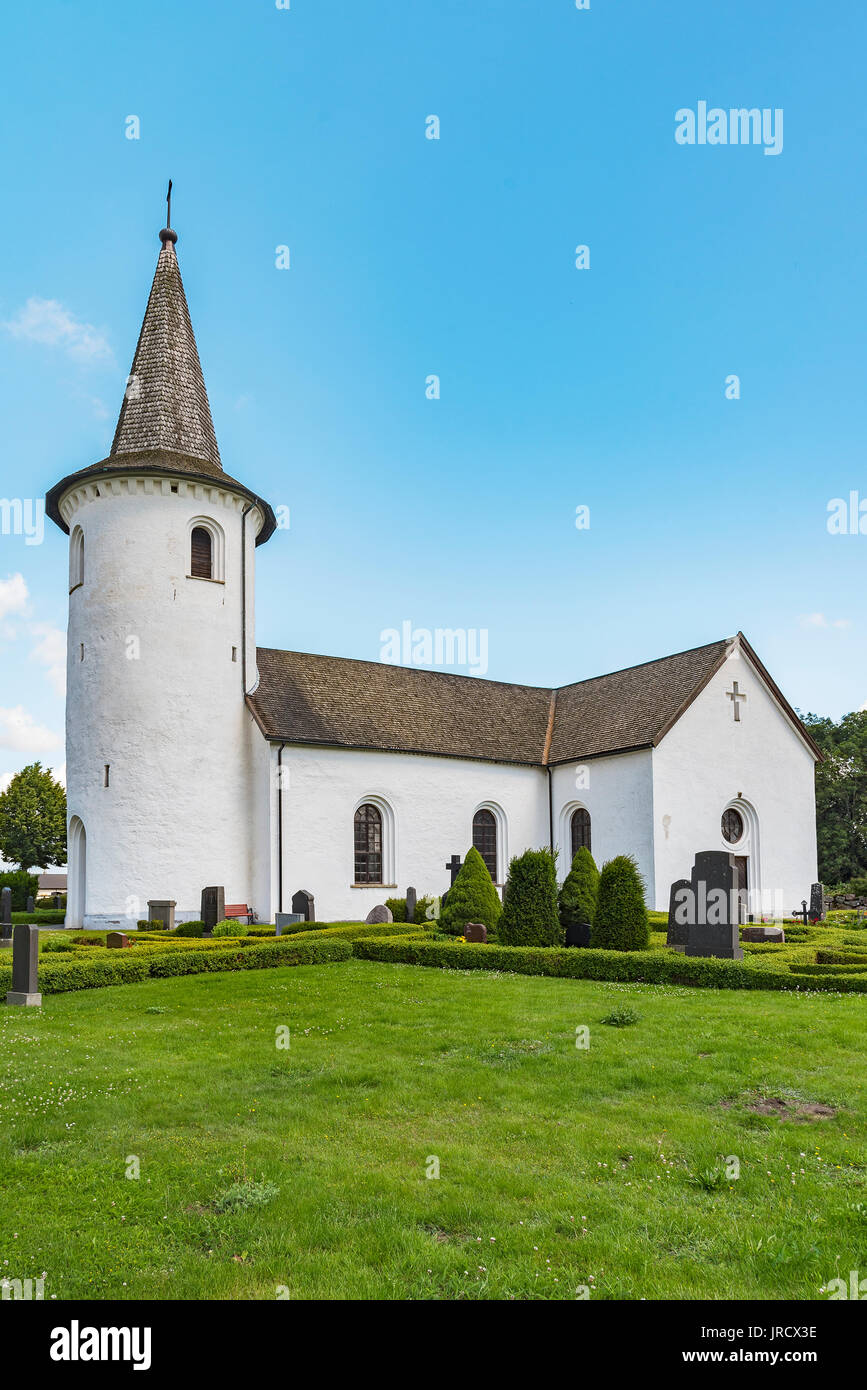 Bollerup chiesa medievale chiesa luterana si trova a sud-ovest di Tomelilla nella Svezia meridionale e nelle immediate vicinanze del Castello di Bollerup. Foto Stock