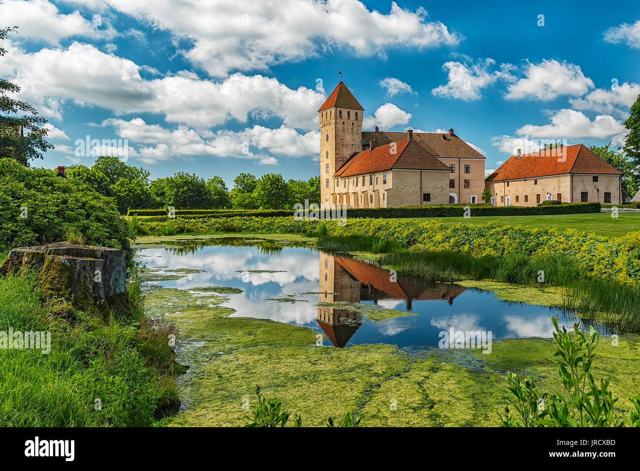 Immagine di Tosterup castello medievale in Skane, Svezia. Foto Stock