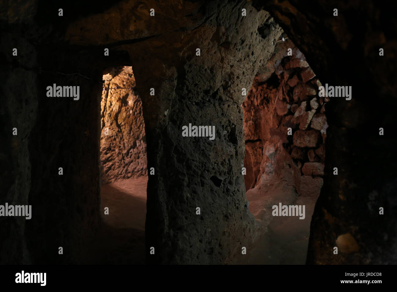 Ovaoren Città sotterranea in Cappadocia, Nevsehir, Turchia Foto Stock
