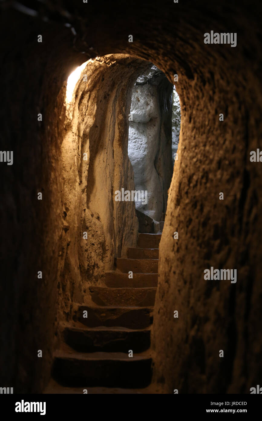 Ovaoren Città sotterranea in Cappadocia, Nevsehir, Turchia Foto Stock
