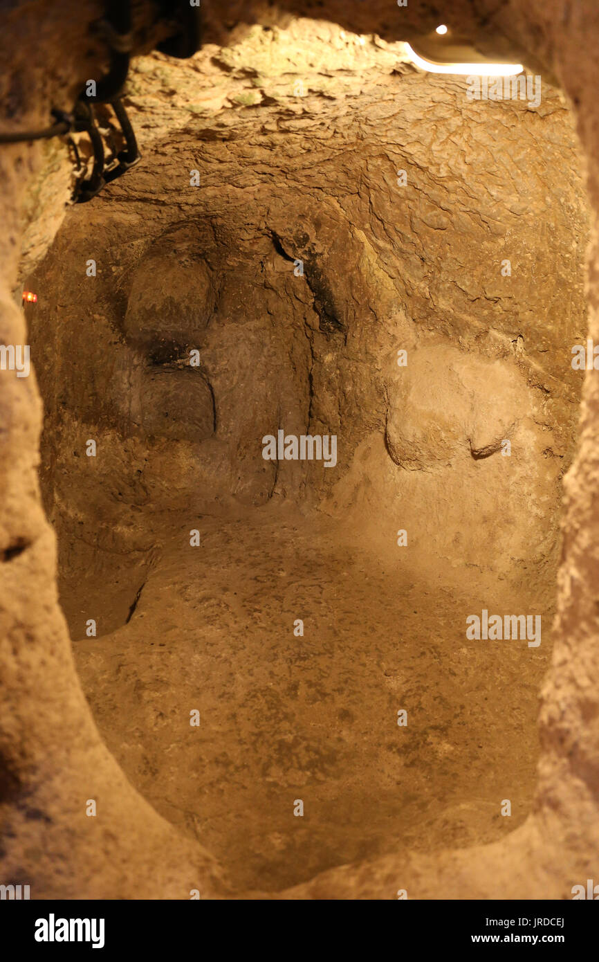 Ovaoren Città sotterranea in Cappadocia, Nevsehir, Turchia Foto Stock