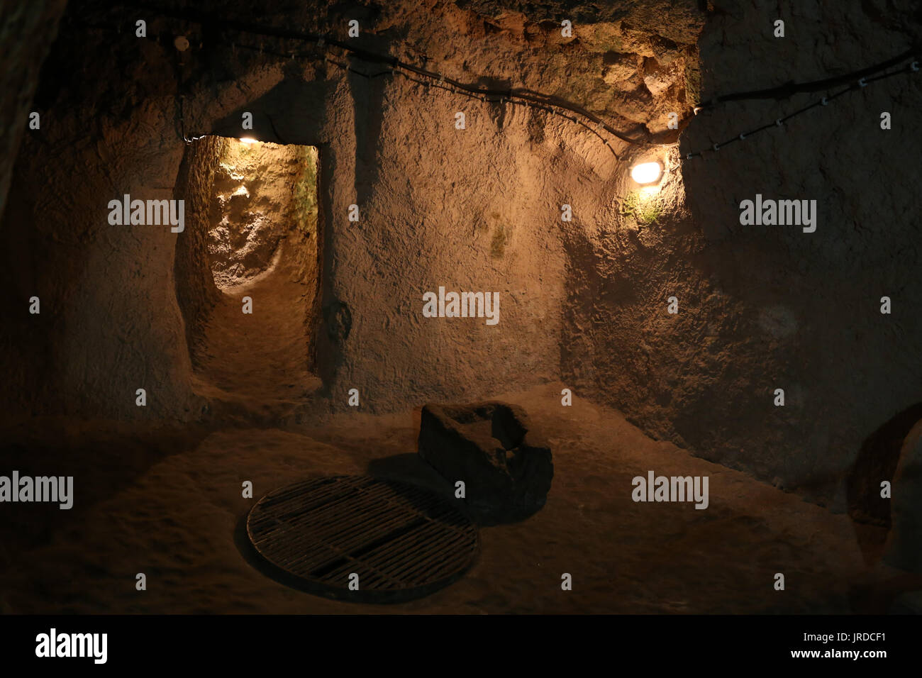Ovaoren Città sotterranea in Cappadocia, Nevsehir, Turchia Foto Stock