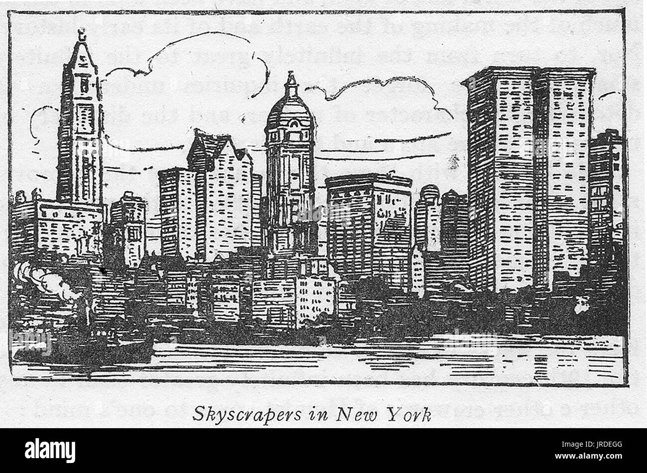 Sullo skyline di New York che mostra grattacieli in 1927 Foto Stock