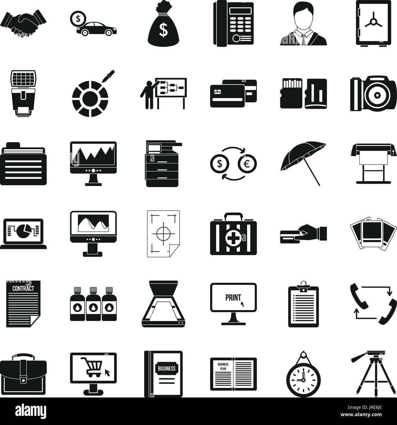 Dipartimento di Business set di icone, stile semplice Illustrazione Vettoriale
