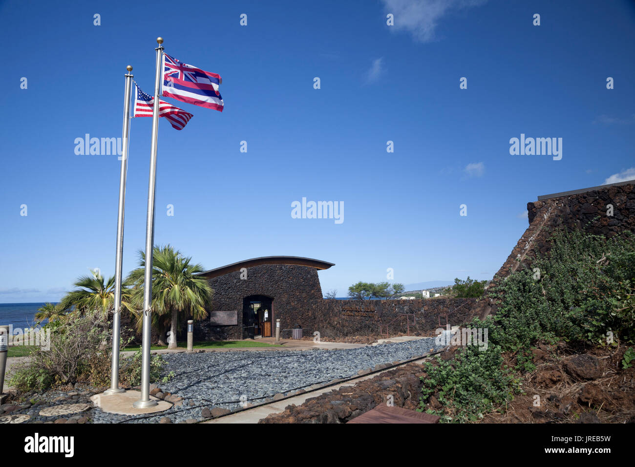 HI00444-00...Hawai'i - Pu'ukohola Heiau National Historic Site lungo la costa Konna dell isola di Hawai'i. Foto Stock