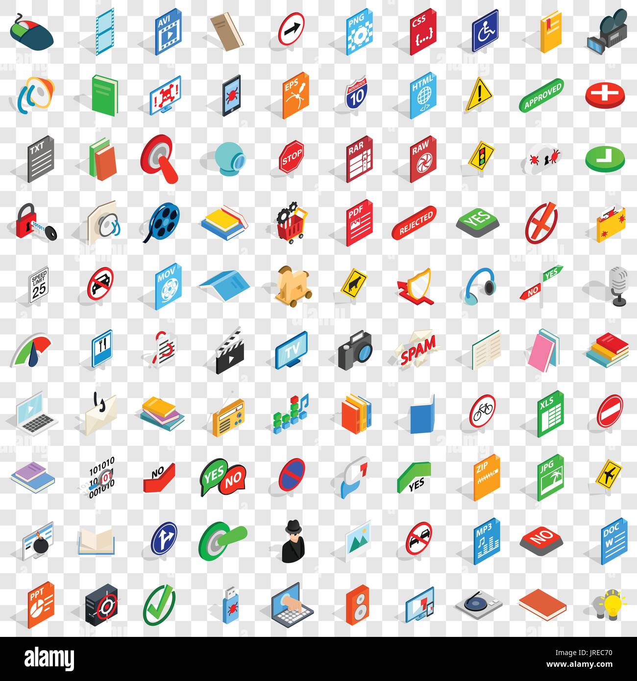 100 mobile app set di icone isometrica 3d style Illustrazione Vettoriale
