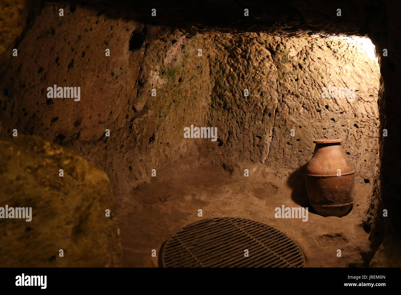 Ovaoren Città sotterranea in Cappadocia, Nevsehir, Turchia Foto Stock
