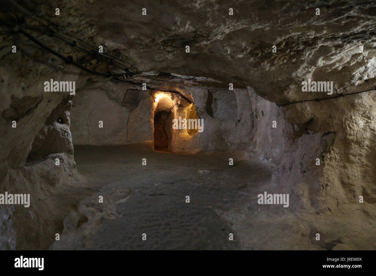 Ovaoren Città sotterranea in Cappadocia, Nevsehir, Turchia Foto Stock