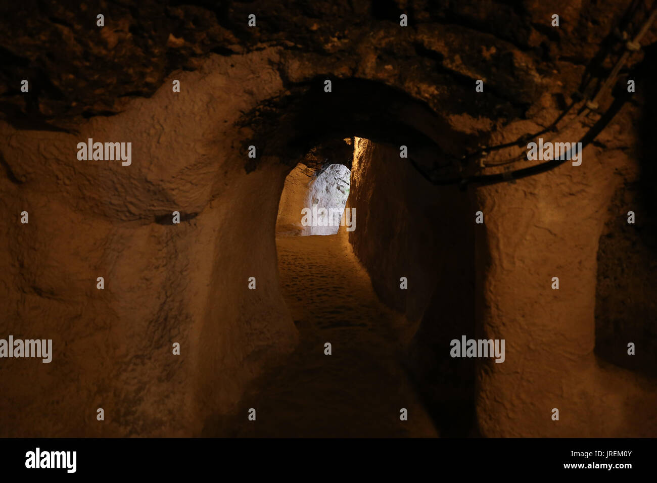 Ovaoren Città sotterranea in Cappadocia, Nevsehir, Turchia Foto Stock
