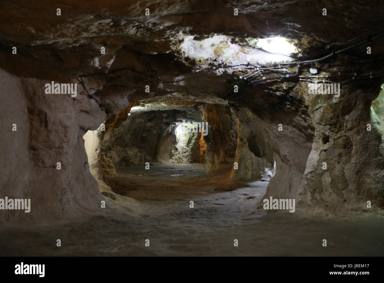 Ovaoren Città sotterranea in Cappadocia, Nevsehir, Turchia Foto Stock