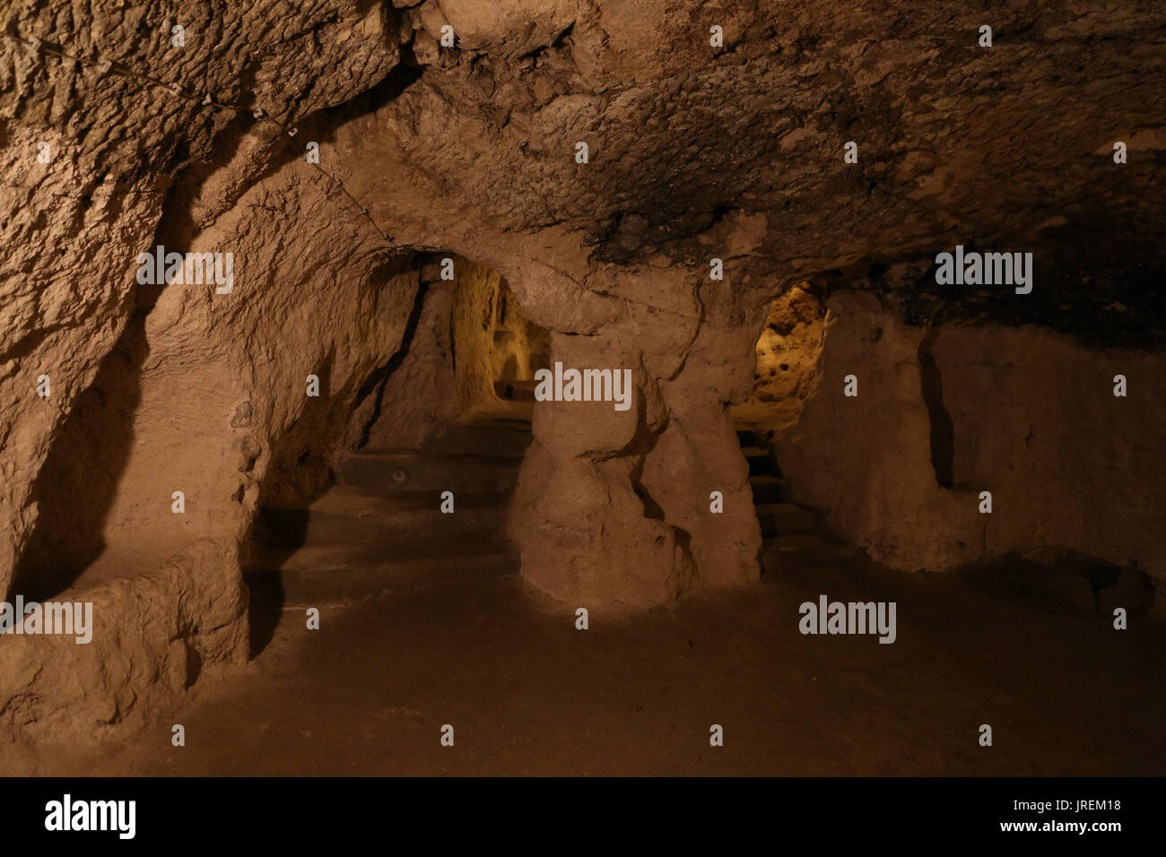 Ovaoren Città sotterranea in Cappadocia, Nevsehir, Turchia Foto Stock