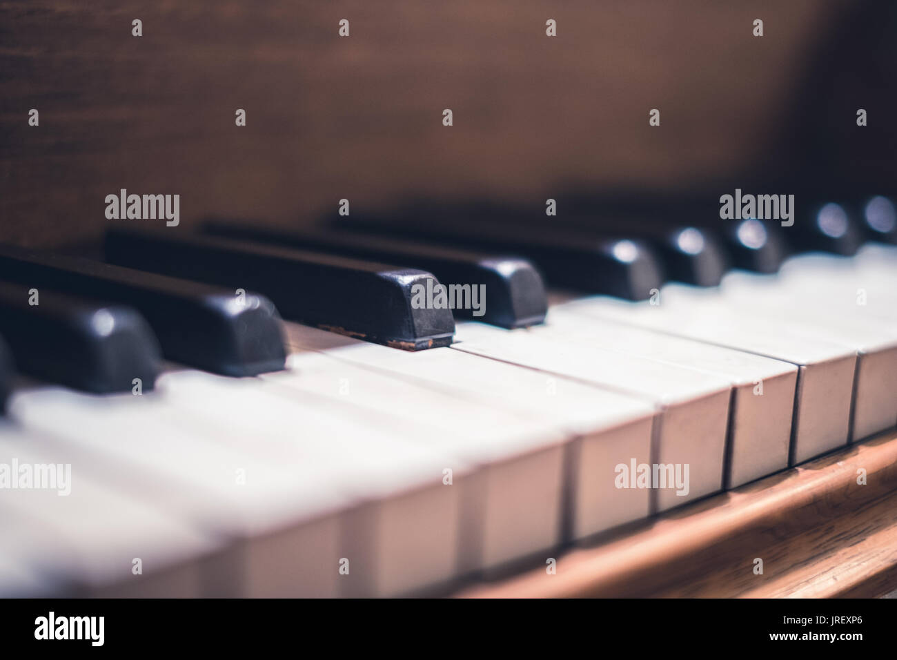 Tasti di pianoforte closeup - vintage pianoforte macro Foto Stock