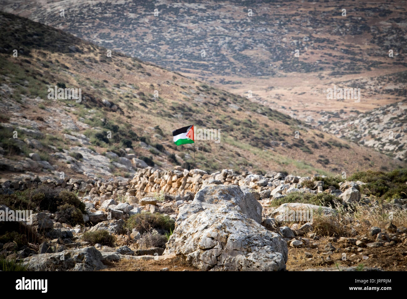 Il robusto aridi paesaggi del sud delle colline di Hebron nei territori occupati della Cisgiordania in Palestina Foto Stock