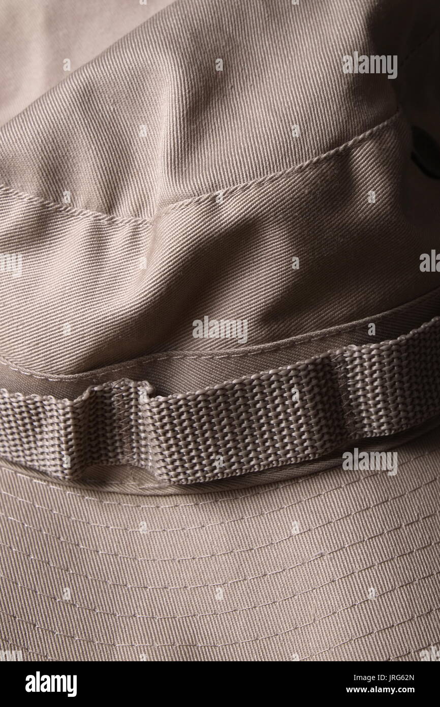 Close up dettaglio di un marrone khaki boonie hat Foto Stock