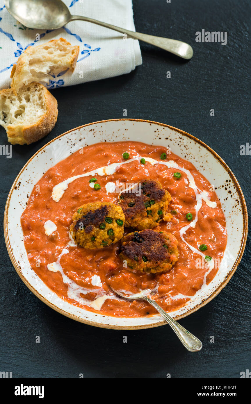 Thai torte di granchio e bisque - elevato angolo di visione Foto Stock