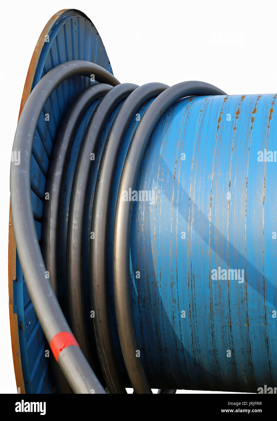Bobina di grandi dimensioni per la posa di cavi elettrici o a fibra ottica  Foto stock - Alamy