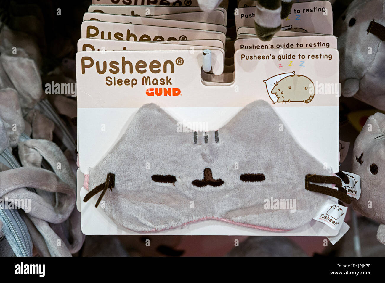 Il Pusheen cat giocattoli e la merce in vendita presso It'szucchero su Broadway in Lower Manhattan, New York City. Foto Stock