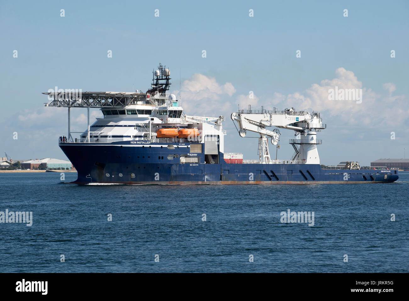Il programma di installazione di Rem un offshore Nave di alimentazione in corso off Pensacola sulla costa del golfo degli Stati Uniti. Circa 2014 Foto Stock