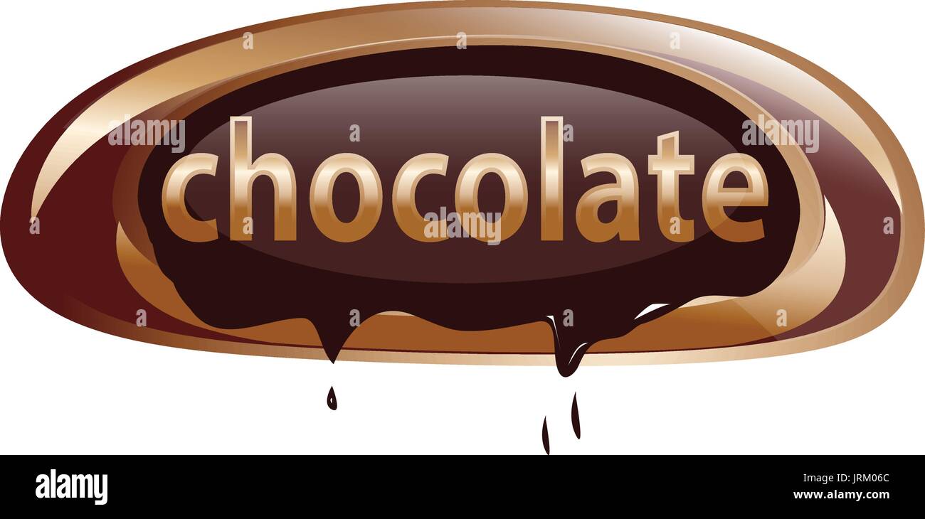 Parola di cioccolato con una forma ovale, illustrazione design, isolati su sfondo bianco. Illustrazione Vettoriale
