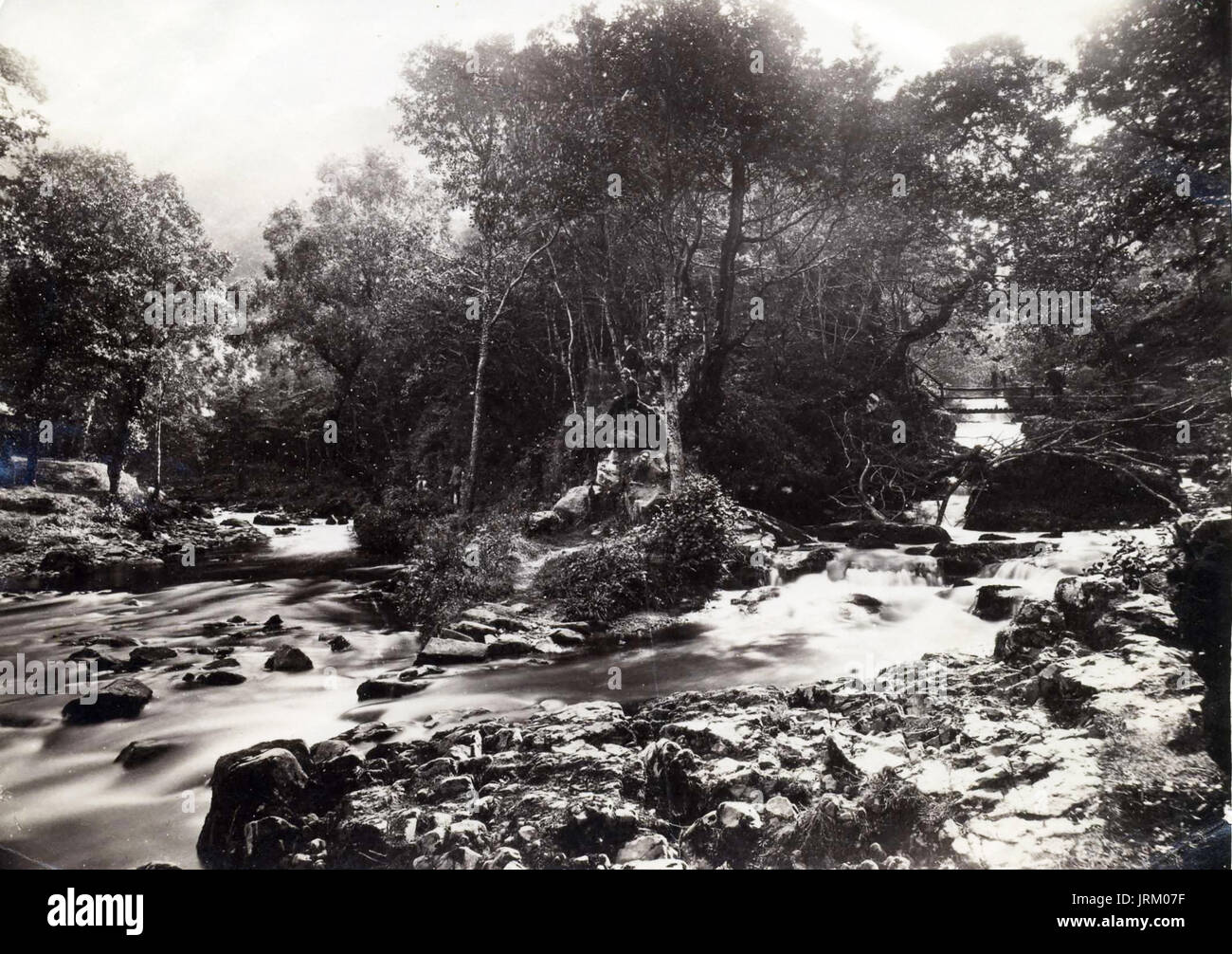 1890 albume fotografia di Watersmeet, Lynmouth, North Devon Foto Stock