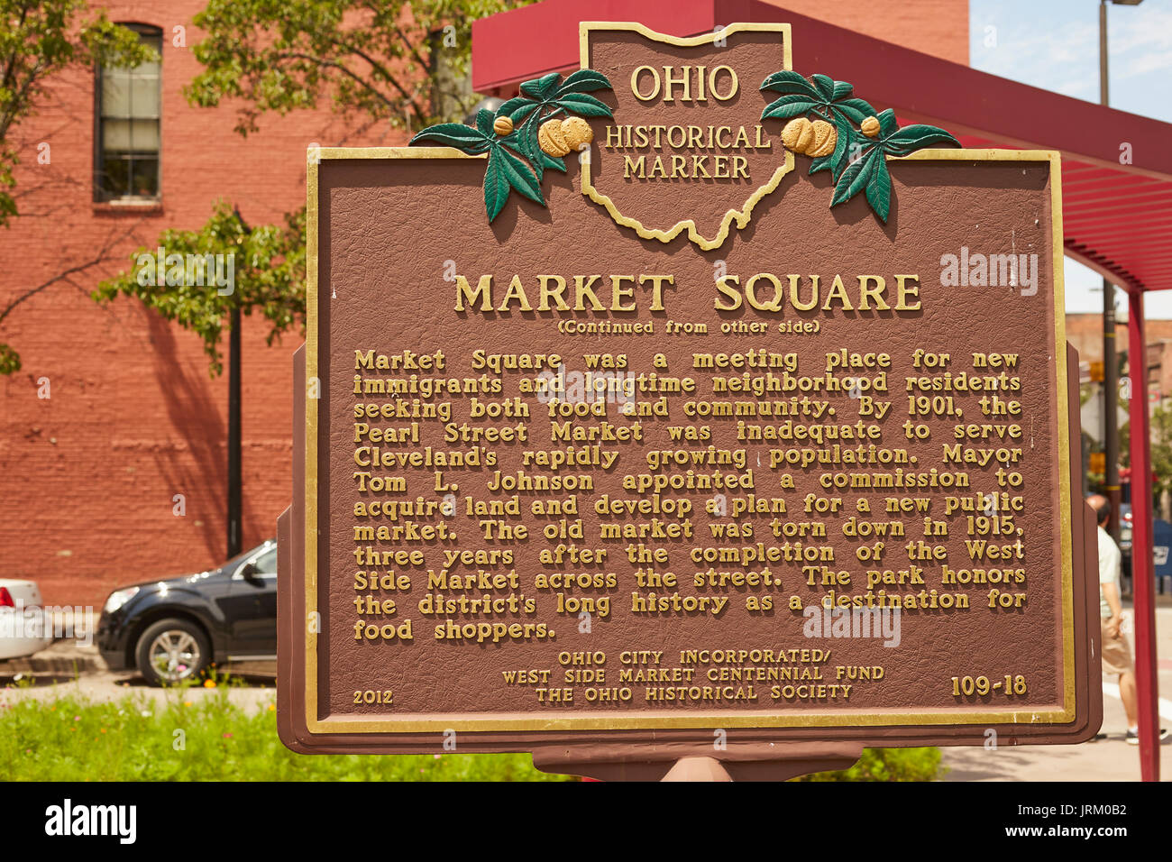 Cleveland Piazza del Mercato segno, Ohio, Stati Uniti d'America Foto Stock