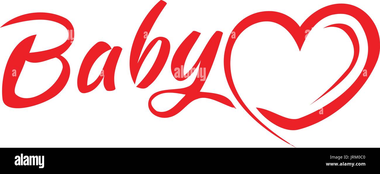 Baby parola con un cuore asbract , illustration design, isolato su sfondo bianco. Illustrazione Vettoriale