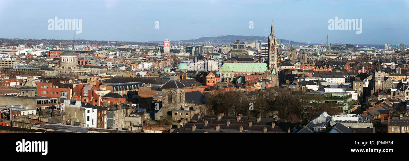 Panoramica vista sullo skyline della città di Dublino, Irlanda Foto Stock