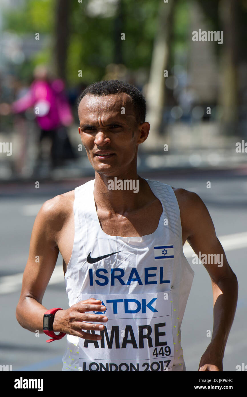 Londra, Regno Unito. 6 agosto 2017. Girmaw Amare (Israele) presso la IAAF mondiale di atletica Uomini Maratona gara Credito: Phil Swallow Fotografia/Alamy Live News Foto Stock