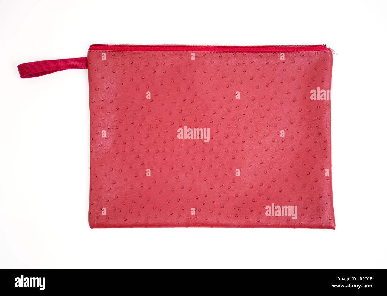 Struzzo rosso borsetta isolati su sfondo bianco Foto Stock