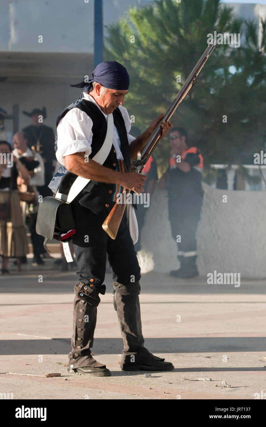 Attore durante la rappresentazione dell'anniversario della battaglia di Bailen 1808, Andalusia, Spagna Foto Stock