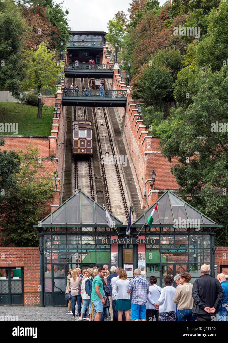 Il Siklo funicolare fino alla sommità della collina del Castello di Buda, Budapest, Ungheria Foto Stock