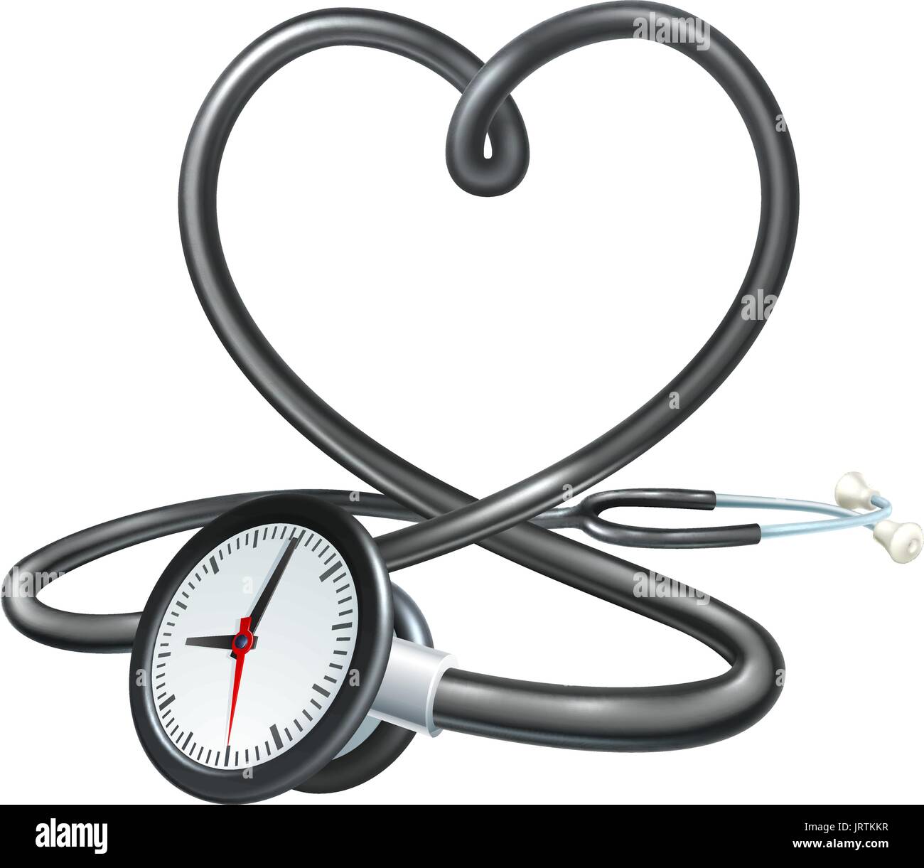 Stetoscopio in cuore il concetto di orologio Illustrazione Vettoriale