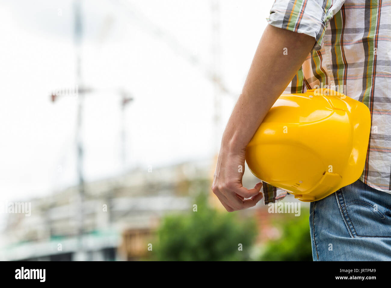 Immagine dell uomo con casco Foto Stock