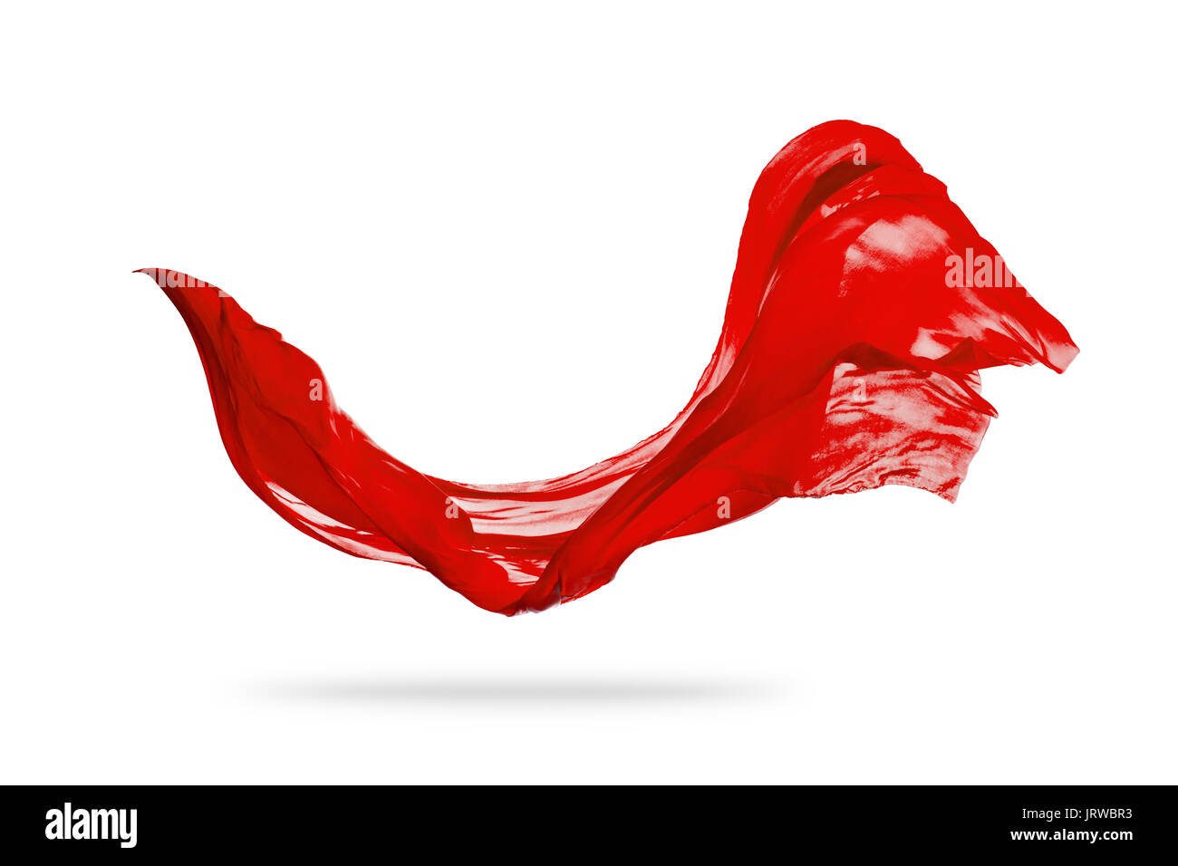 Liscio rosso elegante stoffa trasparente separati su sfondo bianco. La consistenza del tessuto di volo. Molto immagine ad alta risoluzione Foto Stock
