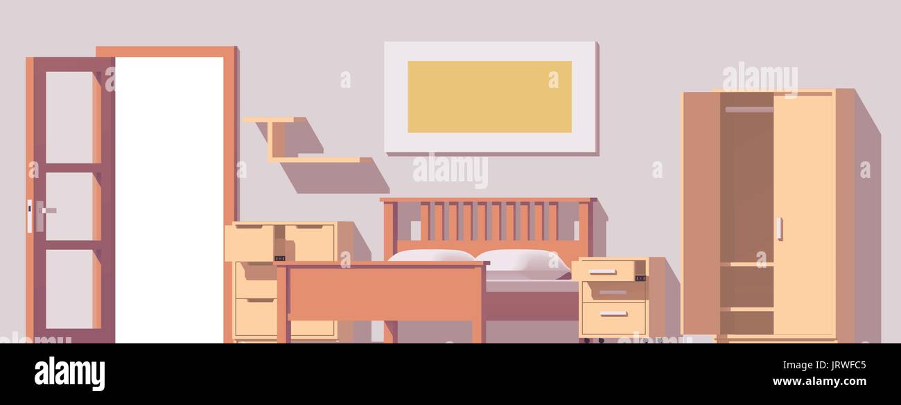 Vettore low poly camera da letto Illustrazione Vettoriale