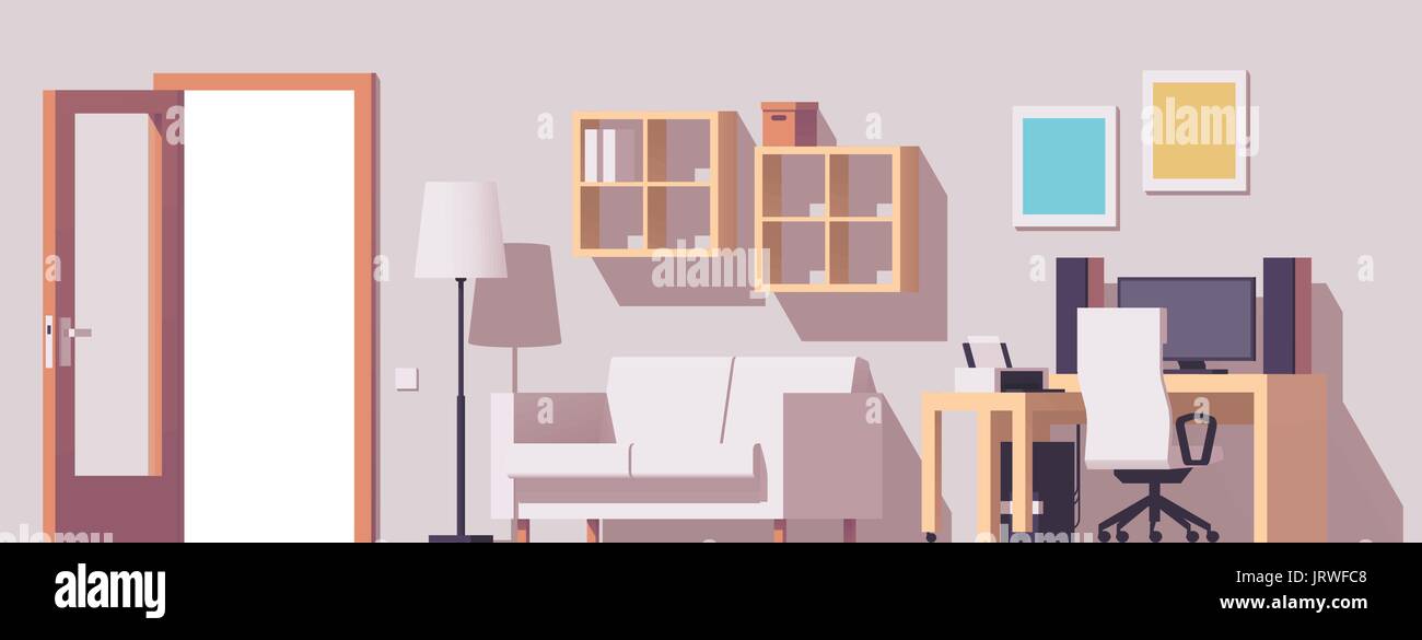 Vector home office interno Illustrazione Vettoriale