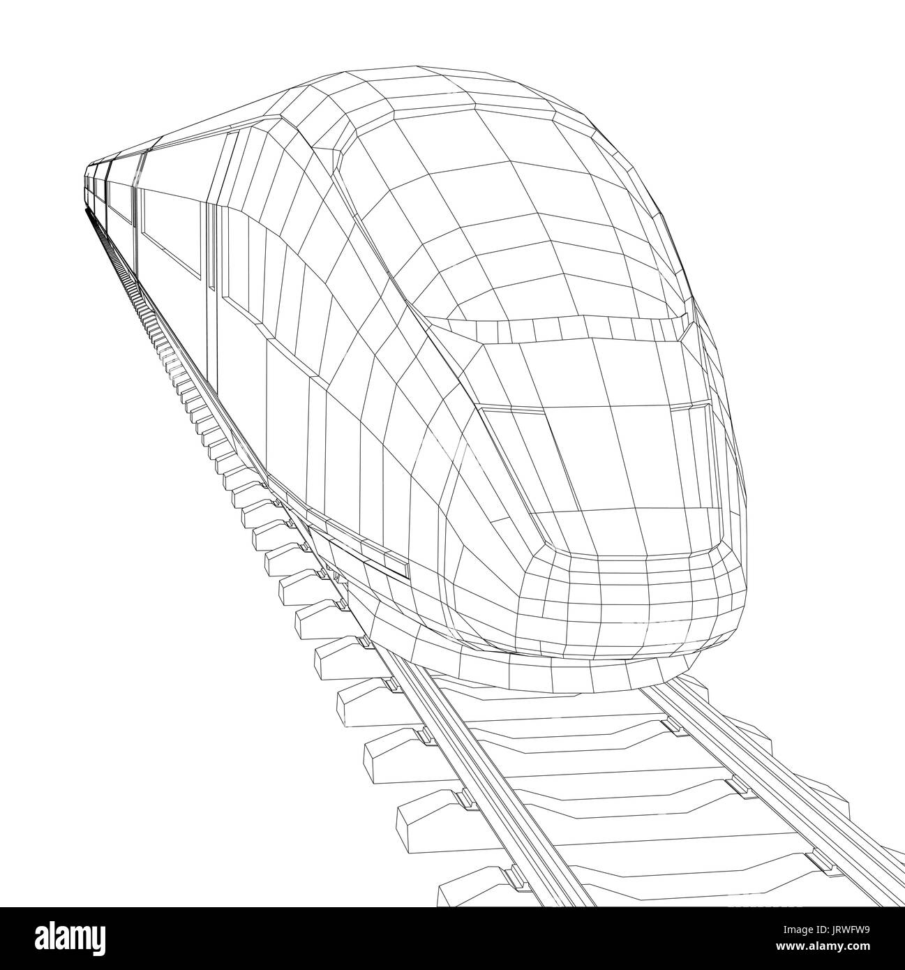 Abstract poligonale ad alta velocità treno passeggeri Illustrazione Vettoriale