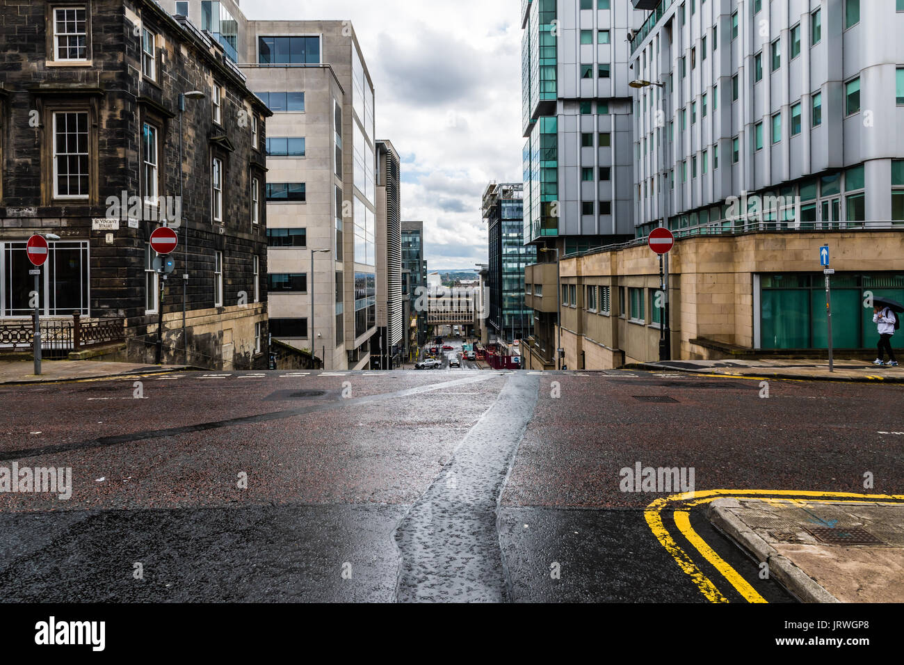 Glasgow Central - Una vista di St Vincent Street da Douglas Street Foto Stock