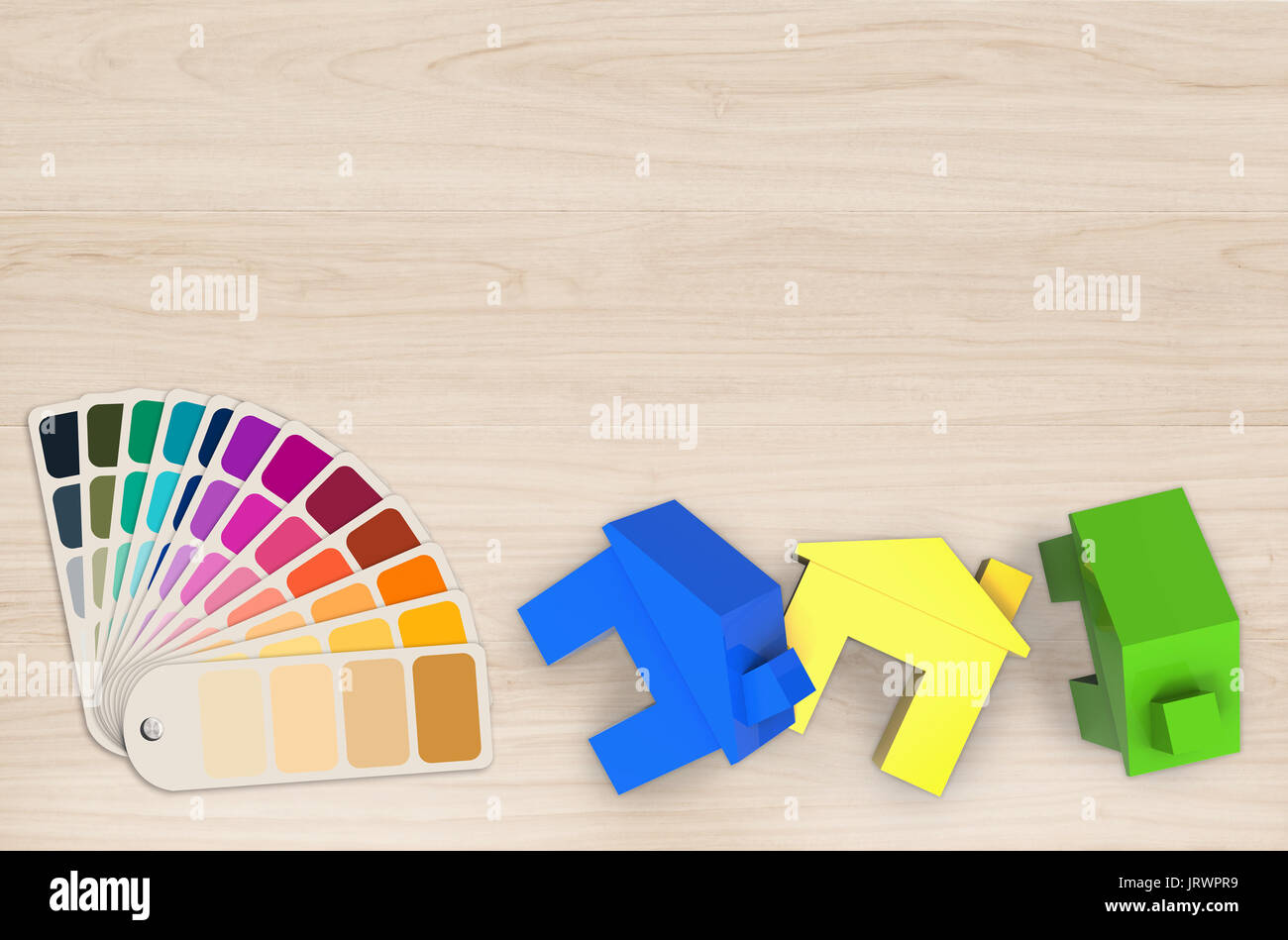 Home concetto di pittura con colorati mock up case e grafico a colori Foto Stock