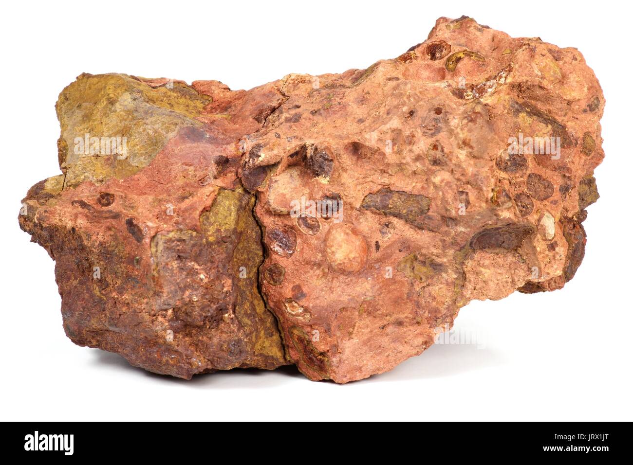 Les Baux-de-Provence bauxite isolati su sfondo bianco Foto Stock