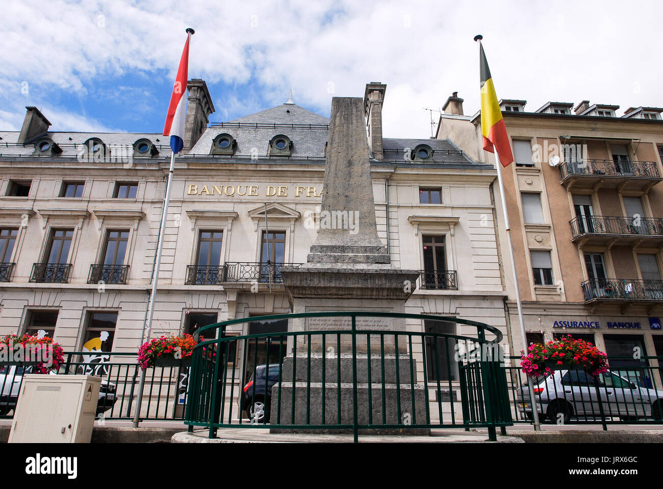 La Banque de France edificio in Saint-Claude, Franche-Comté, Giura, (Francia) Foto Stock