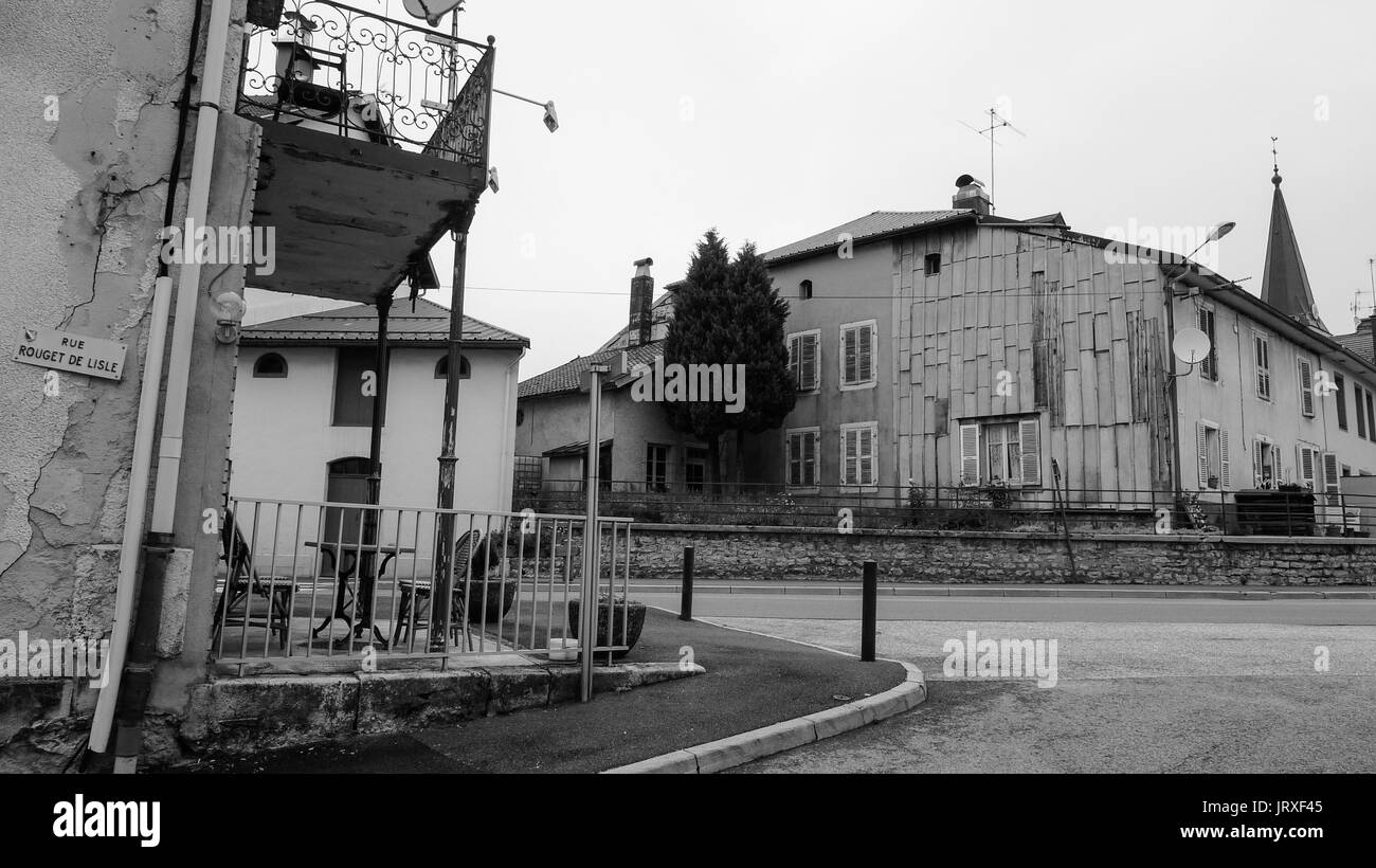 Visualizzazione bianco e nero di Saint-Laurent en Grandvaux, piccola città di La Franca Contea, Giura (Francia) Foto Stock