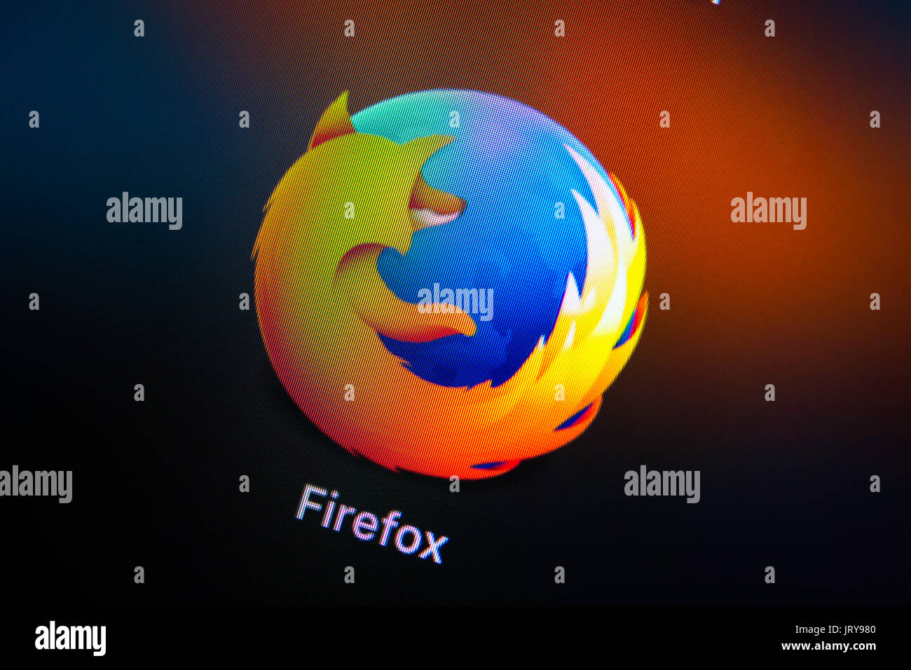Icona, logo, firefox browser web, browser internet, macro shot, dettaglio full frame, screen shot Foto Stock