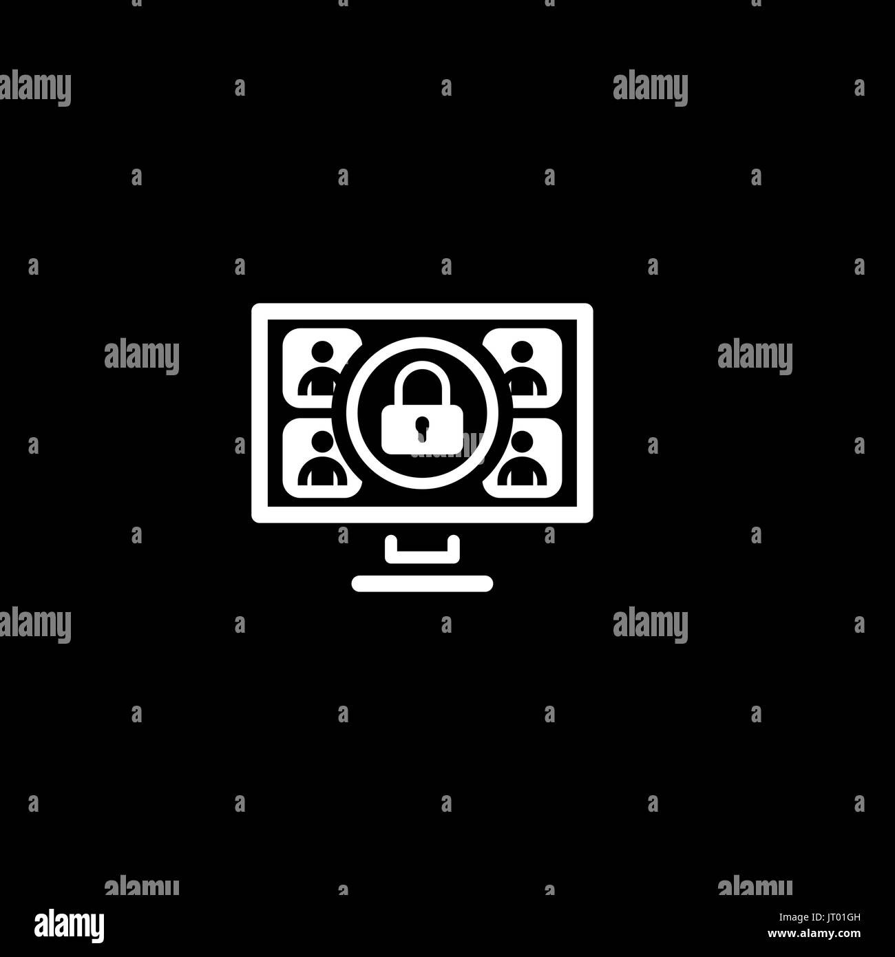 Sicurezza Online icona Riunione. Design piatto. Illustrazione Vettoriale