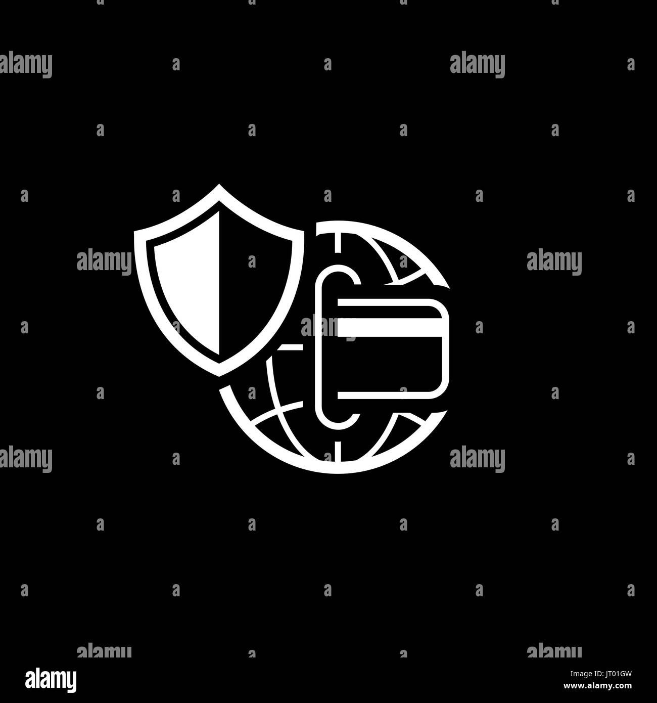 Sicurezza globale Icona di pagamento. Design piatto. Illustrazione Vettoriale