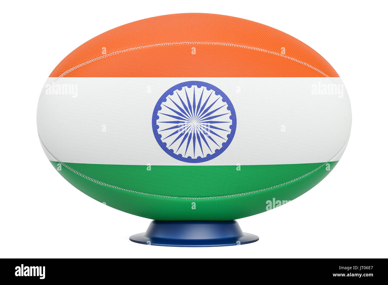 Pallone da rugby con bandiera di India, 3D rendering isolati su sfondo bianco Foto Stock