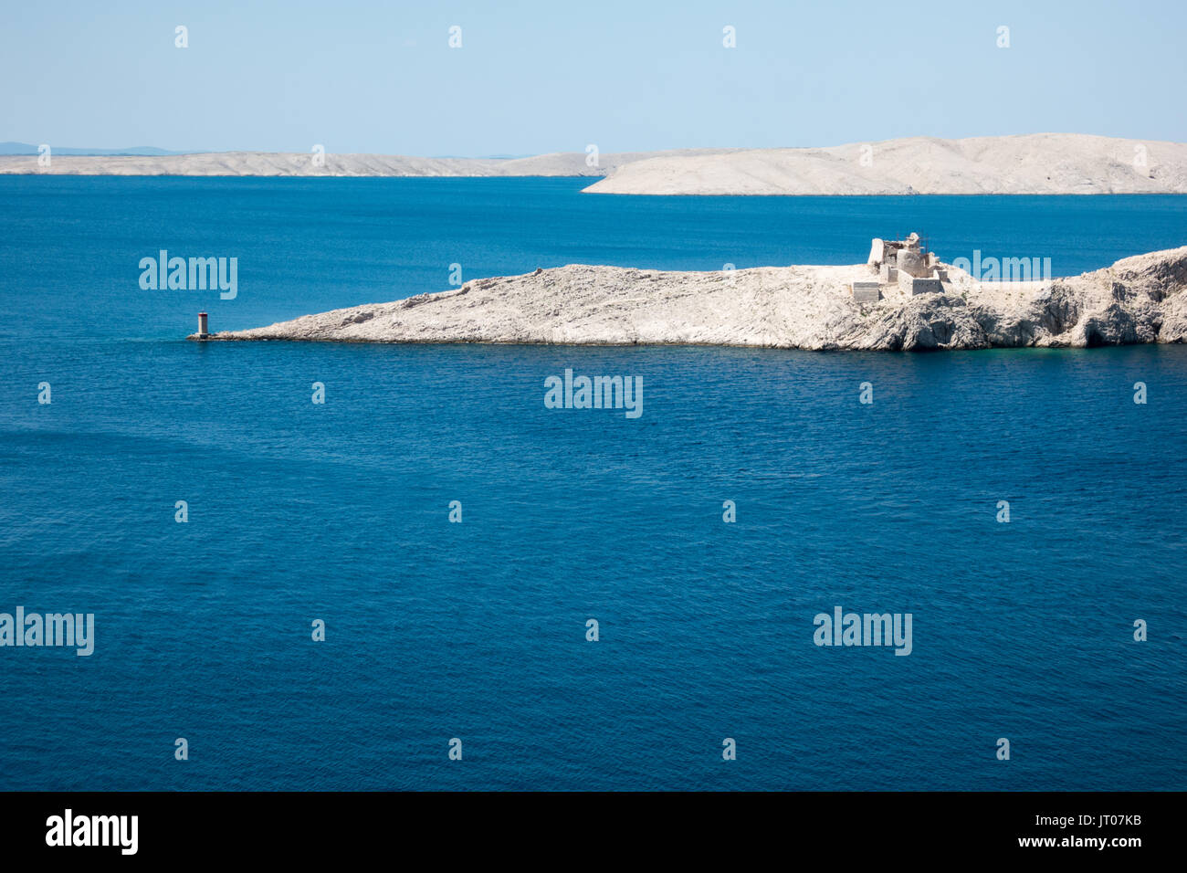 Rovine dell antica fortezza Fortica sull isola di Pag, Croazia. Il fort è servito a difendere il commercio e le navi in epoca medievale Foto Stock
