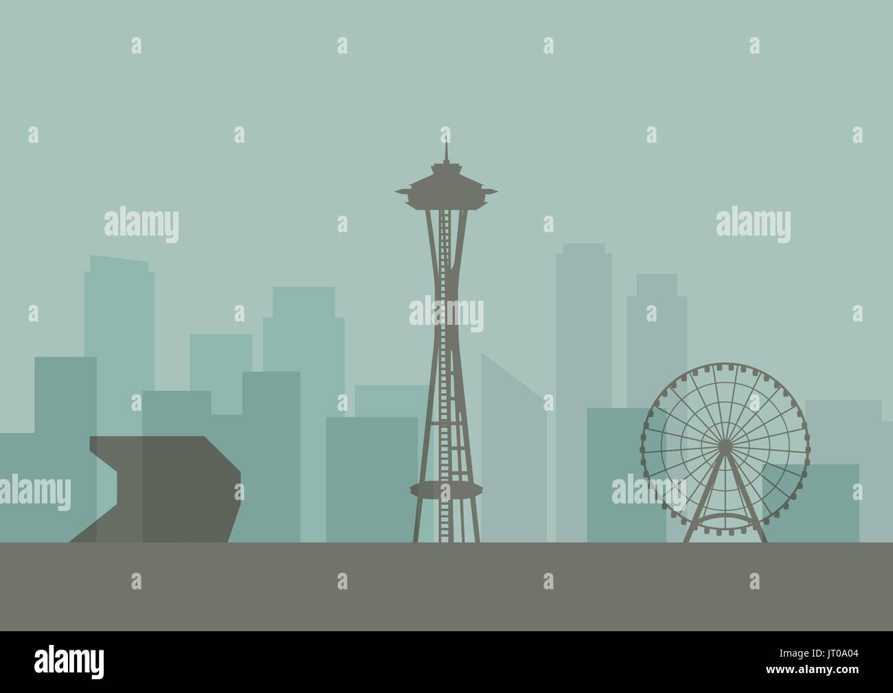 Silhouette di Seattle skyline. illustrazione vettoriale Illustrazione Vettoriale
