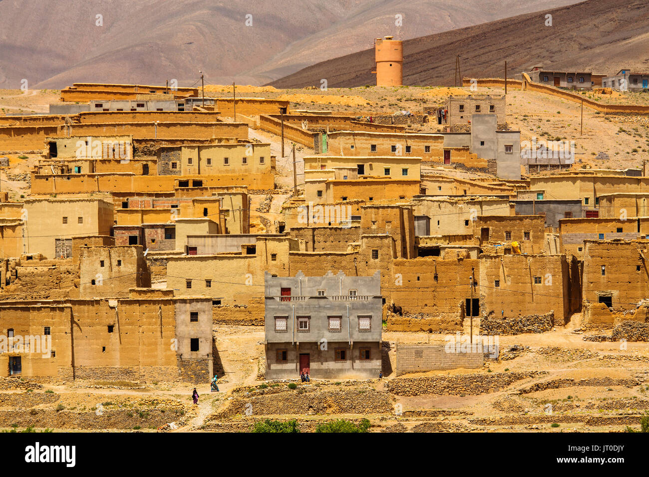 Agricoltura, Tilmi Mountain Village. Dades Valley, Dades gole, Alto Atlante. Il Marocco, Maghreb Nord Africa Foto Stock