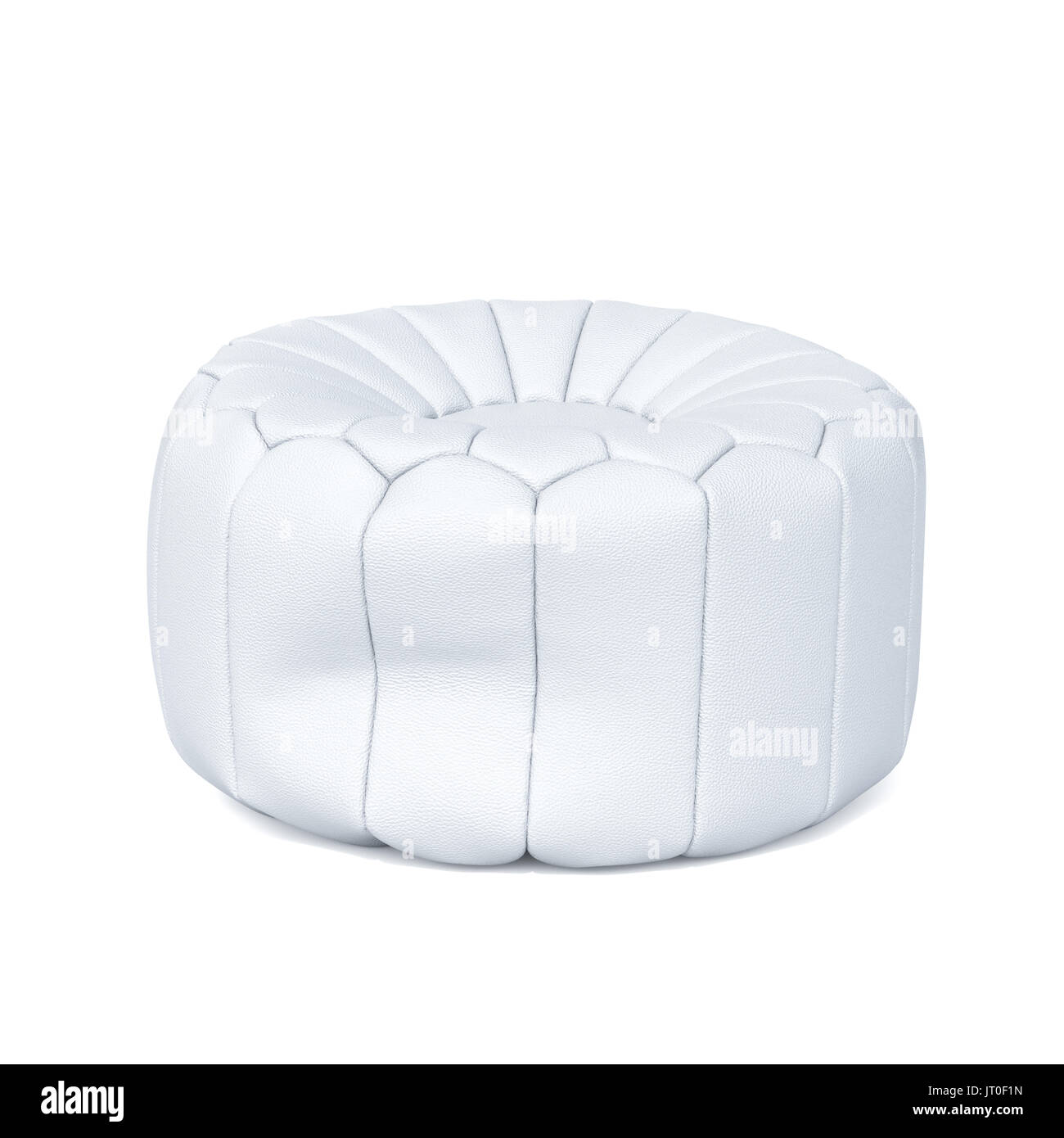 3D rendering del bianco in morbida pelle con beanbag isolati su sfondo bianco Foto Stock